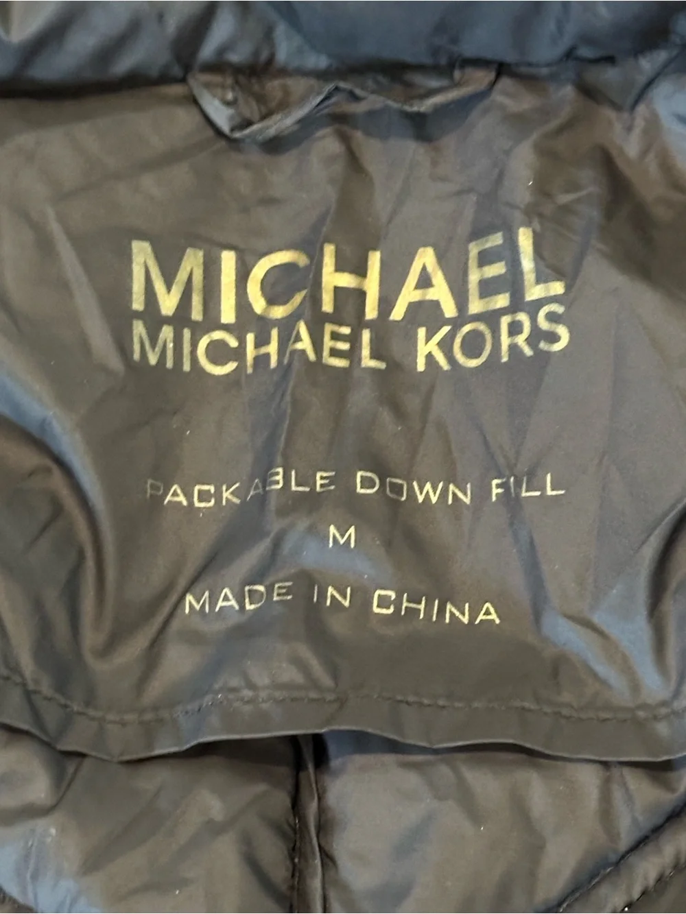 Michael Kors Packable Quilted Nylon Puffer Coat - Black Size M